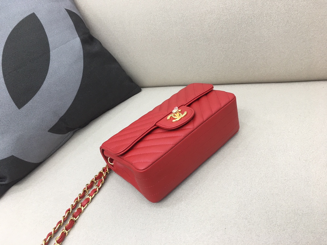 Small Classic Flap Caviar Bag A01116 Red/Gold